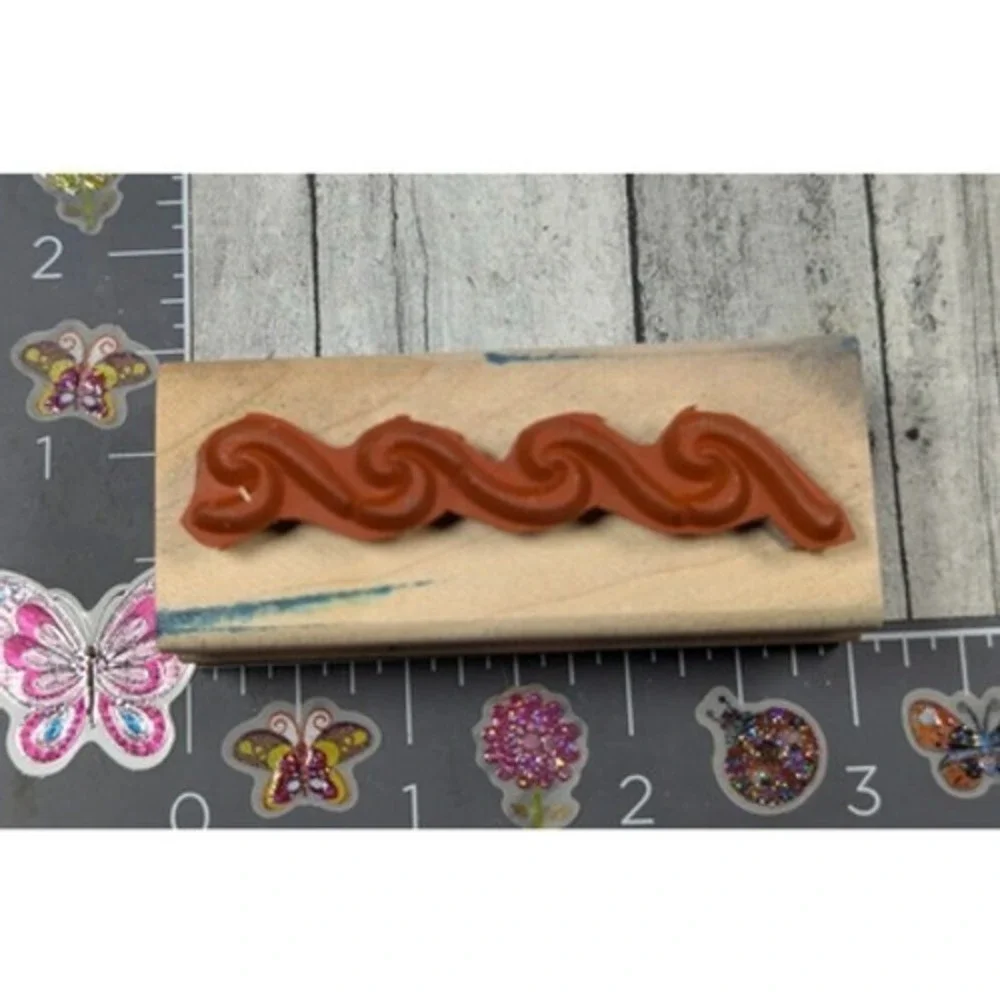Stampin' Up! Waves Ocean Border 2002 Rubber Stamp Wood #J76